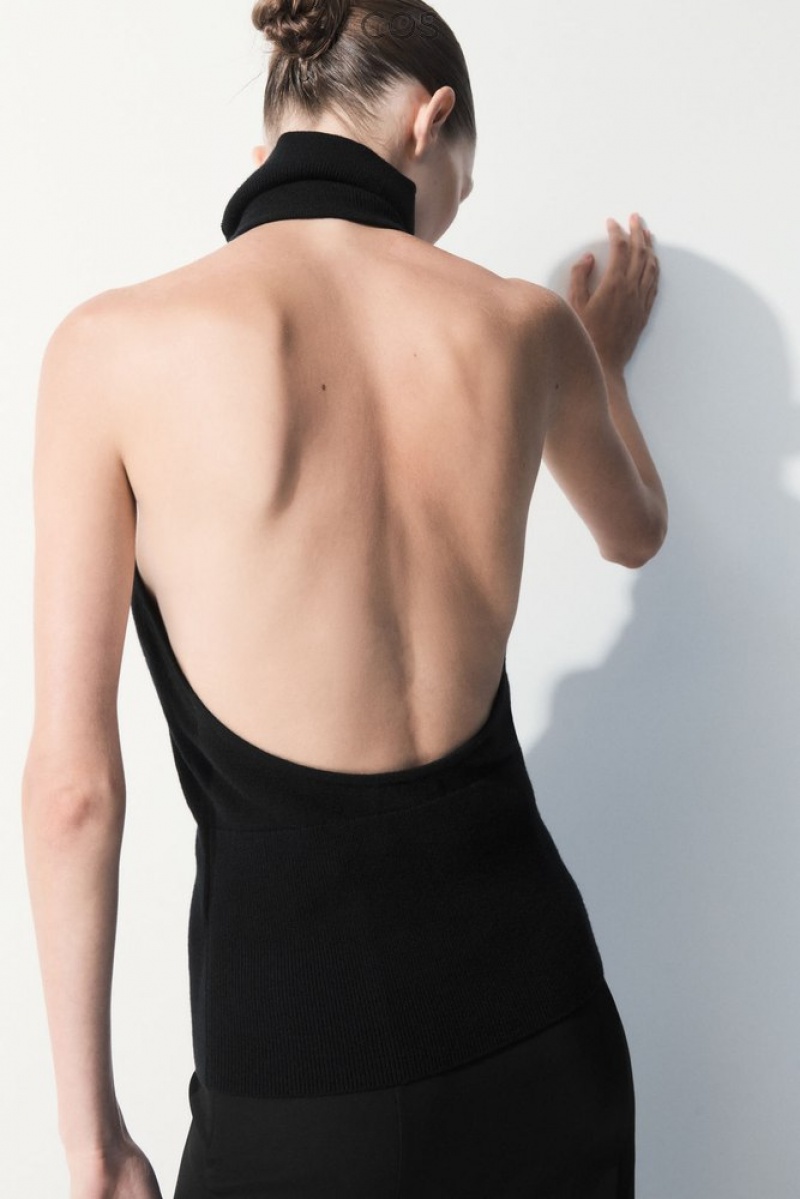 COS The Backless Cashmere Top Noir | 835097-WOP