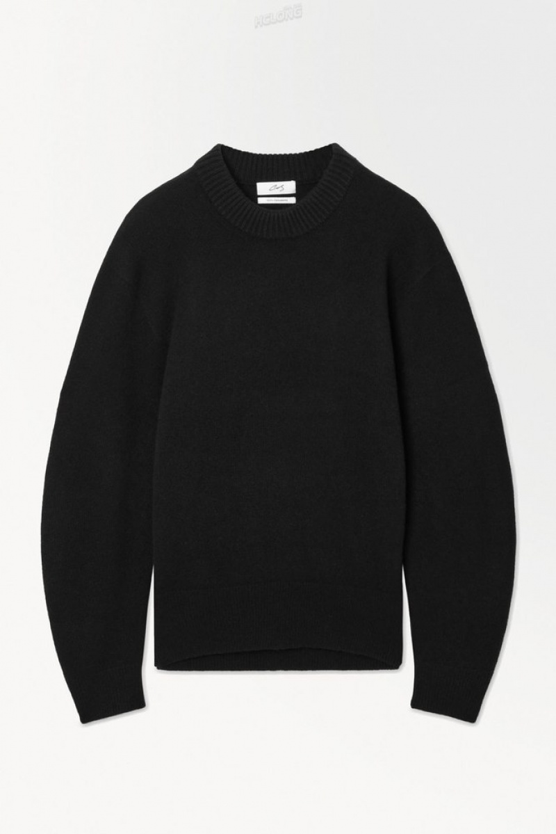 COS The Cashmere Crew-Neck Pull Noir | 201389-VQU