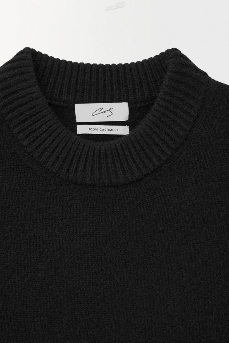 COS The Cashmere Crew-Neck Pull Noir | 201389-VQU