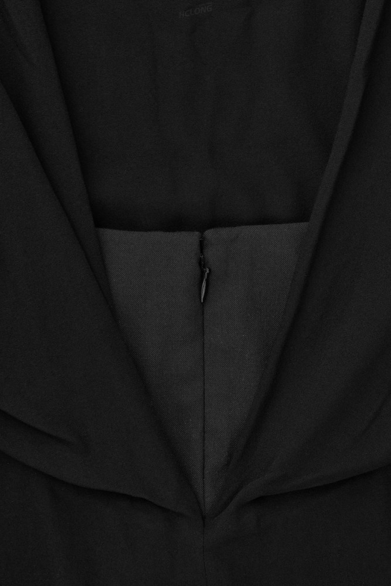 COS The Draped Open-Back Mini Robe Noir | 182675-GUB