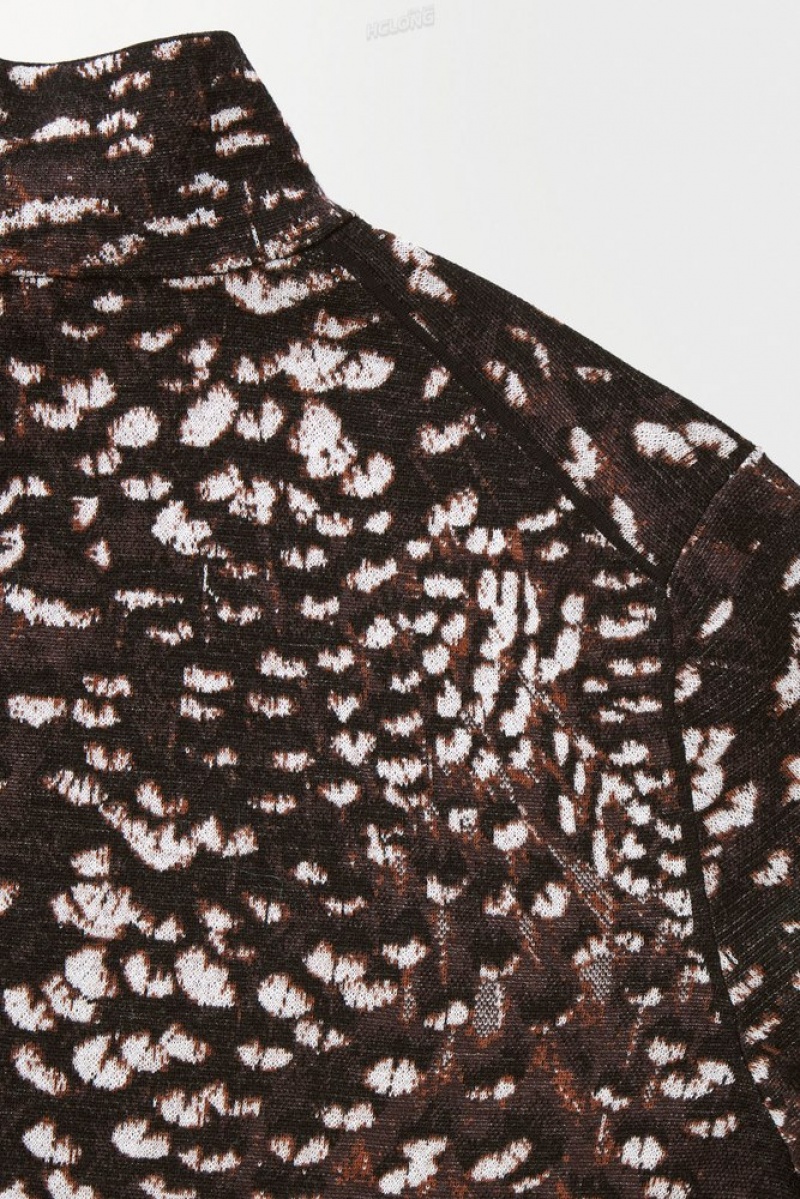 COS The Feather-Jacquard Jumper Marron Foncé | 105678-IGO