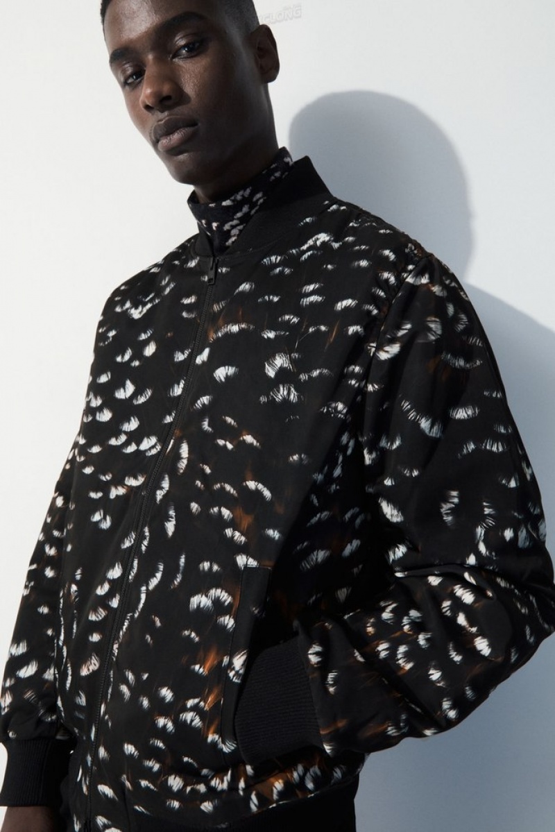 COS The Feather-Print Bomber Jacket Noir | 279380-RNC