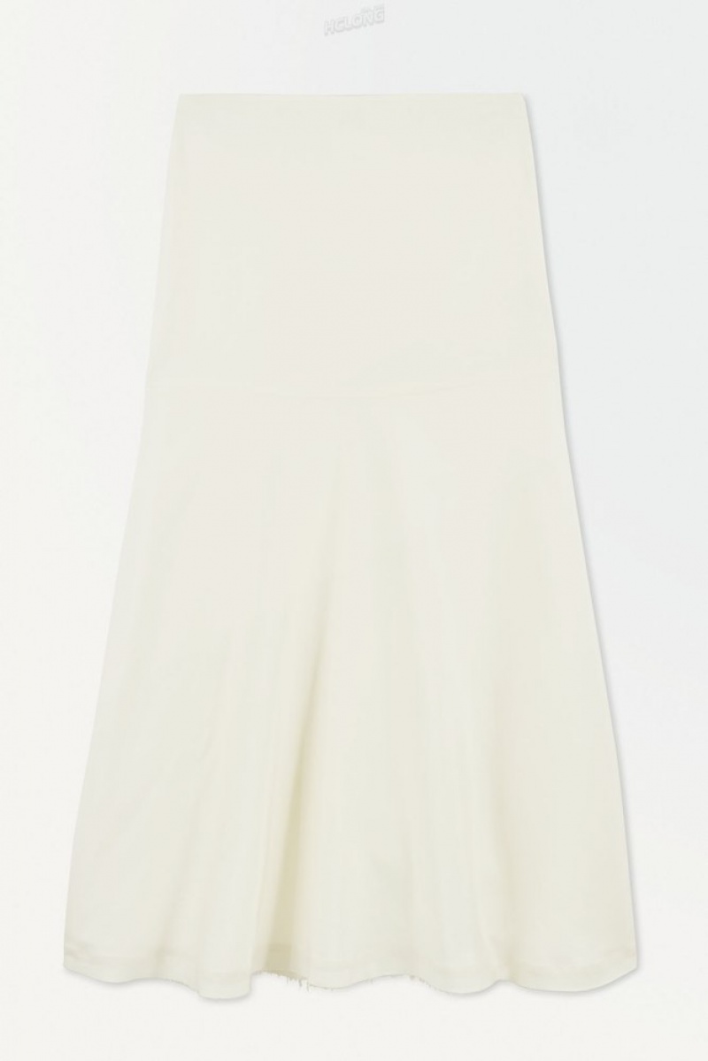 COS The Flared Silk Skirt Ivory | 763504-PBN