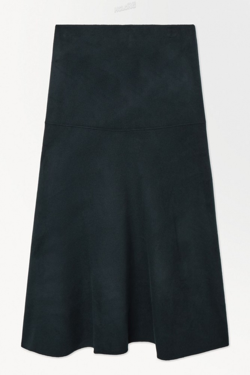 COS The Laine-Blend Midi Skirt Noir | 745230-VYJ