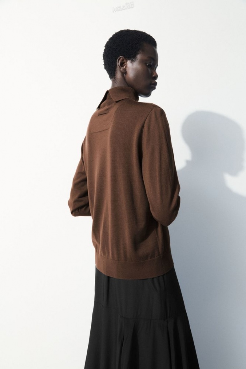 COS The Laine Roll-Neck Jumper Marron Foncé | 276418-TIG