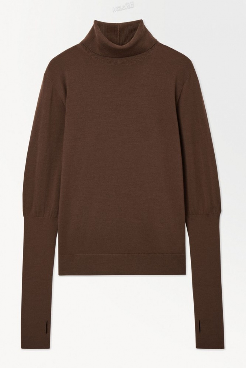 COS The Laine Roll-Neck Jumper Marron Foncé | 276418-TIG