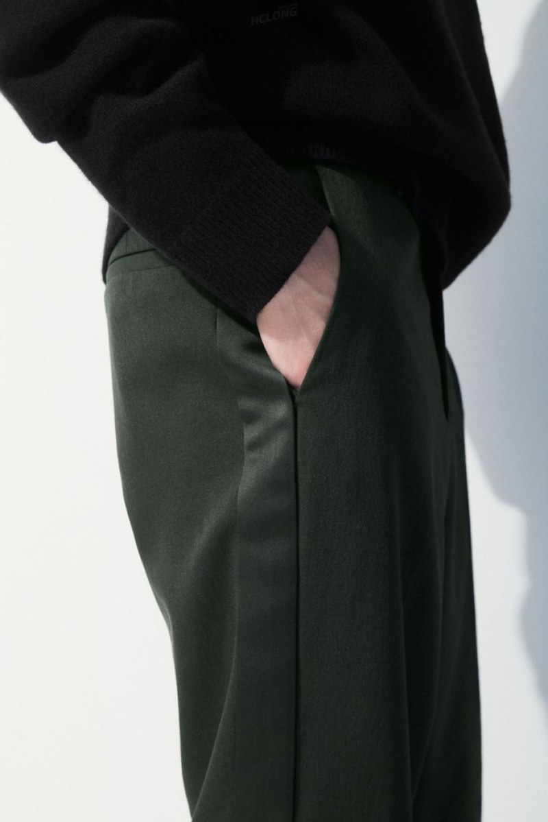 COS The Laine Tuxedo Trousers Vert Foncé | 230564-ZKA