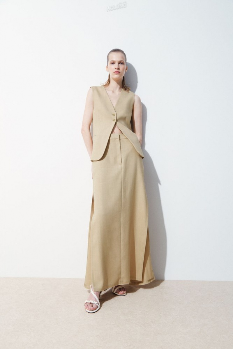 COS The Longline Vest Beige | 215397-DWU