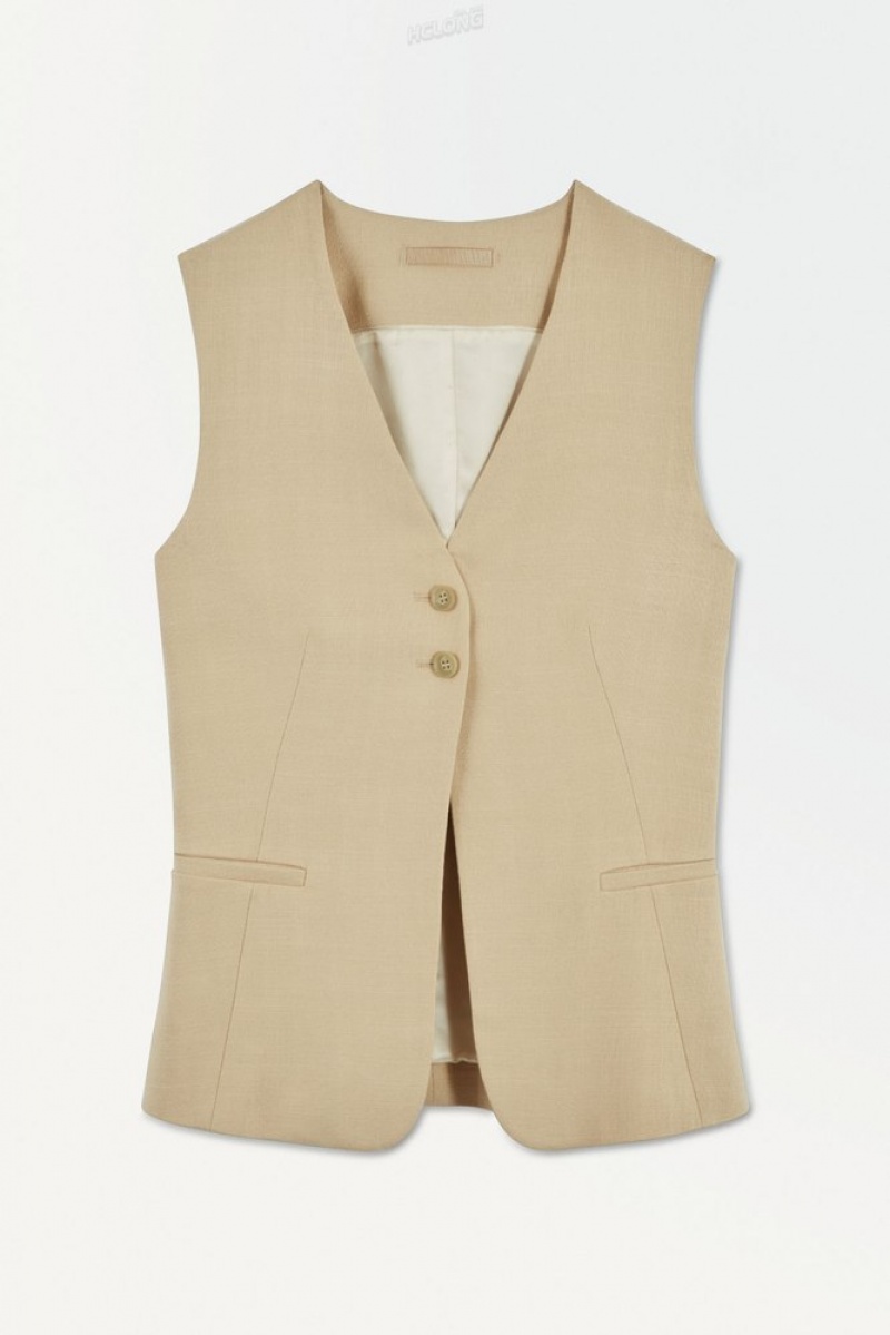 COS The Longline Vest Beige | 215397-DWU