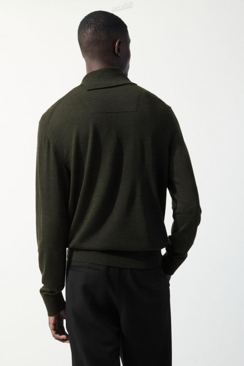 COS The Merino Laine Roll-Neck Jumper Vert Foncé | 657130-SIO