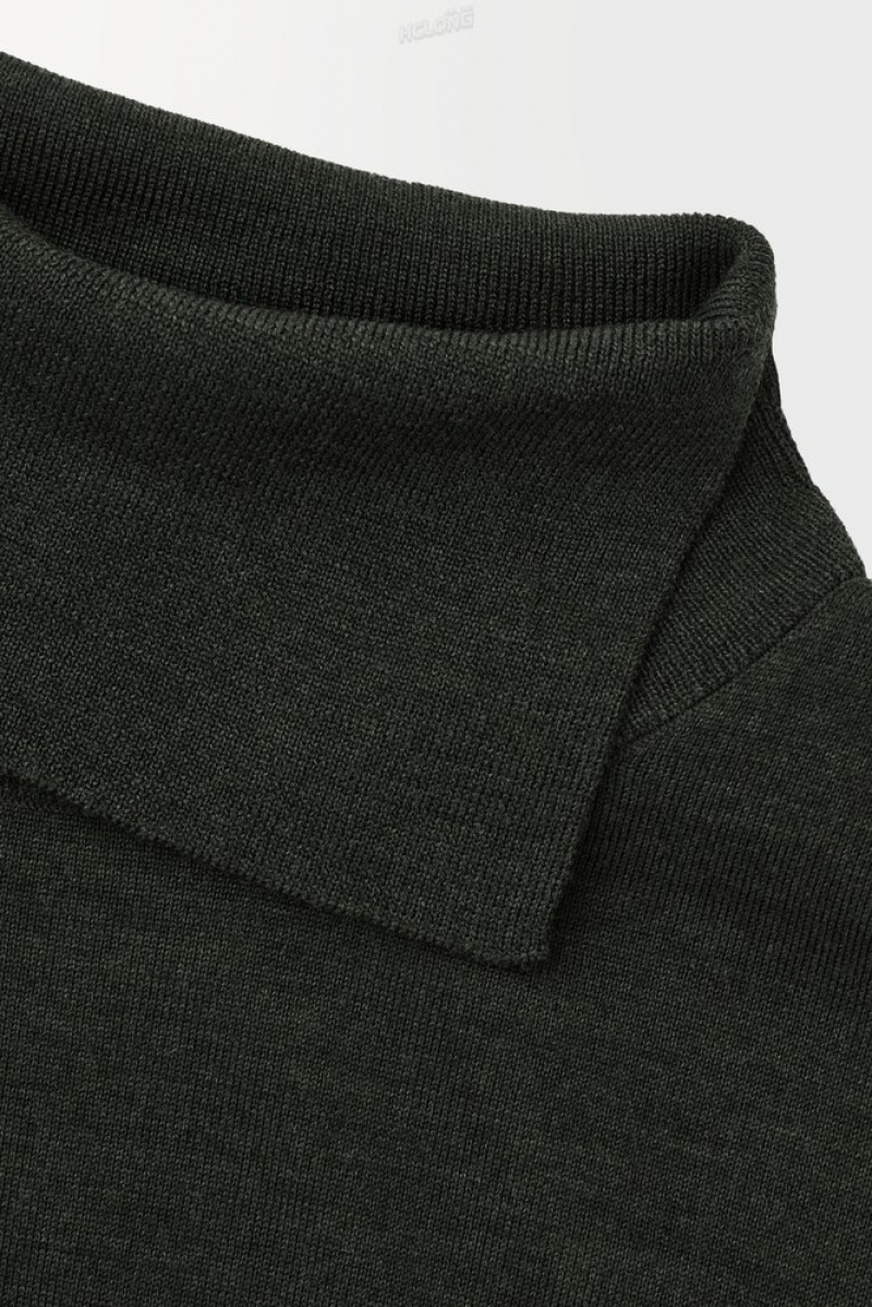 COS The Merino Laine Roll-Neck Jumper Vert Foncé | 371249-VQL