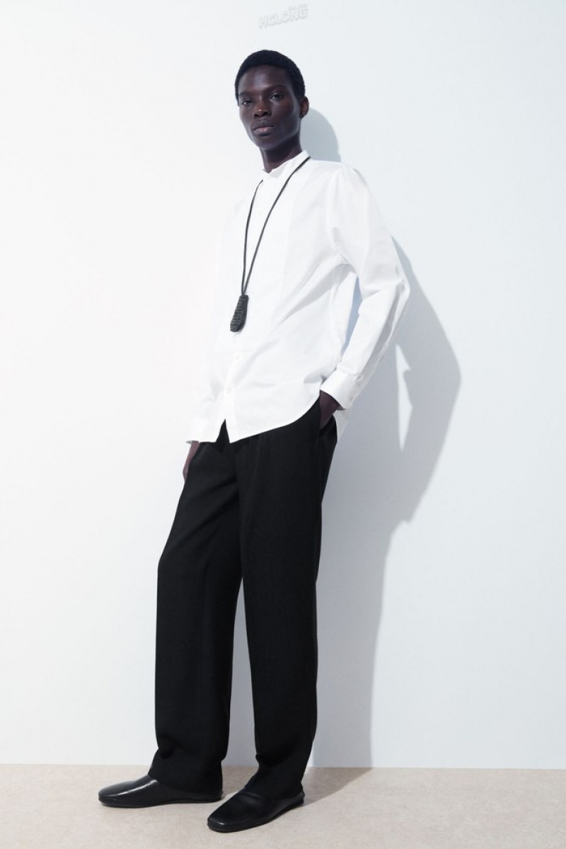 COS The Poplin Tuxedo Shirt Blanche | 905243-OXK