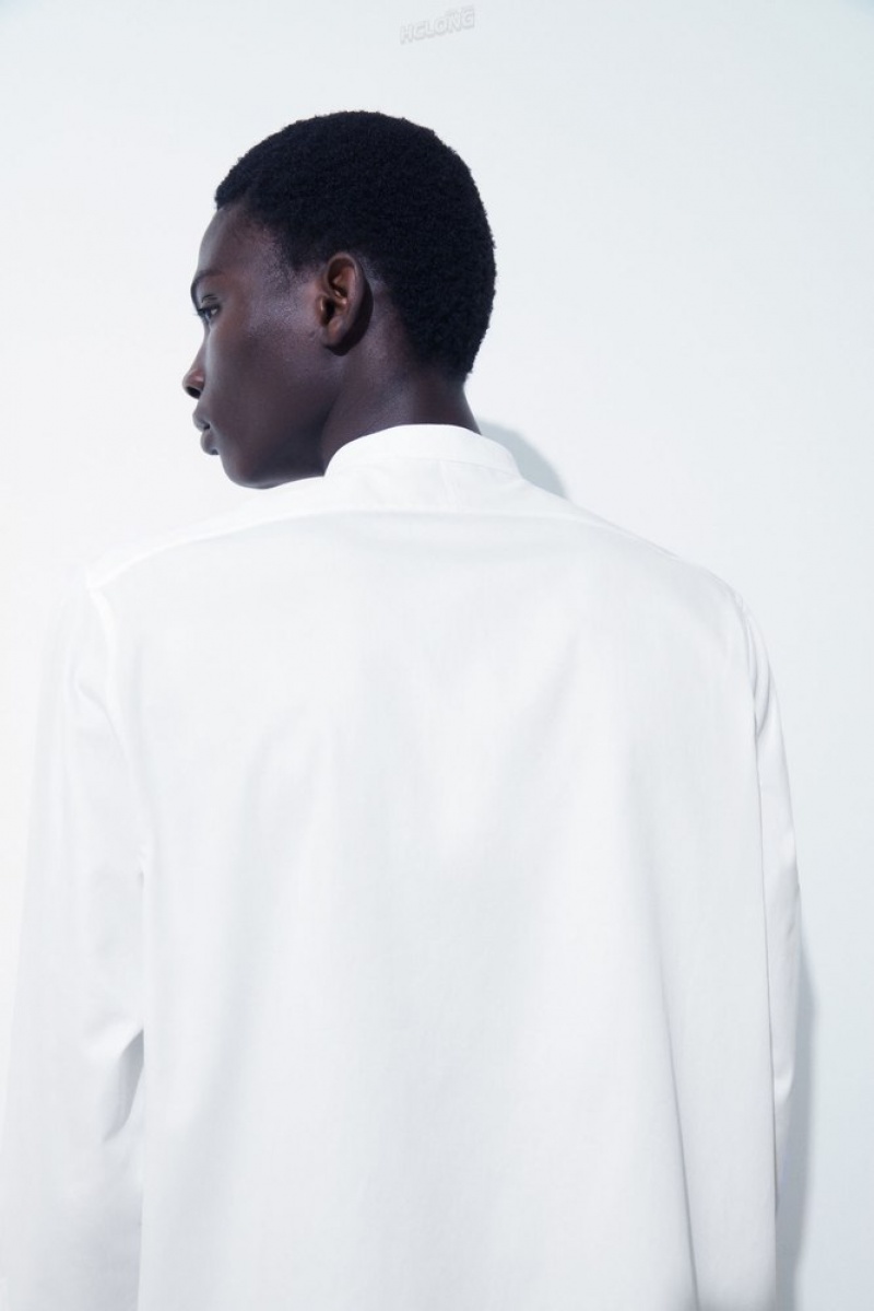 COS The Poplin Tuxedo Shirt Blanche | 905243-OXK