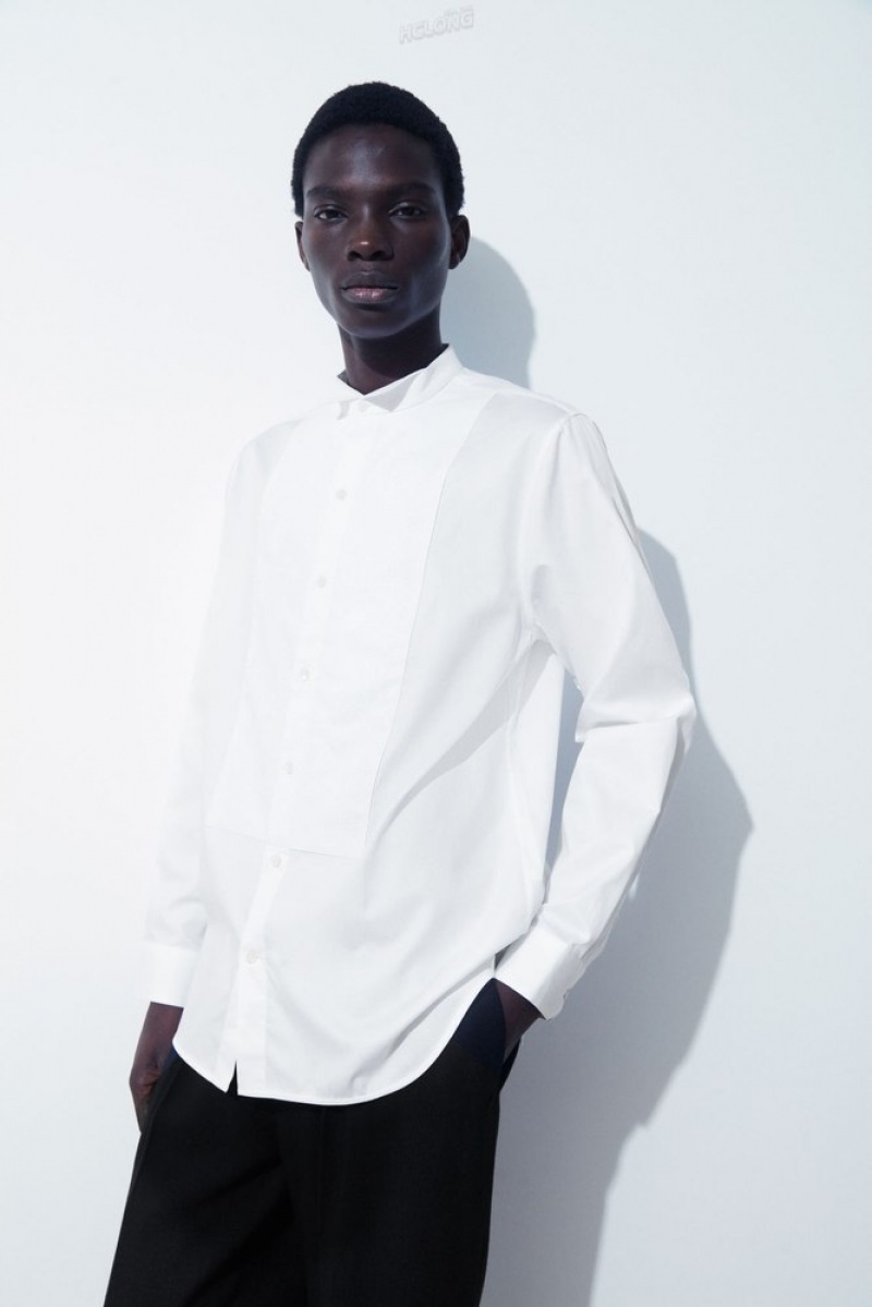 COS The Poplin Tuxedo Shirt Blanche | 905243-OXK