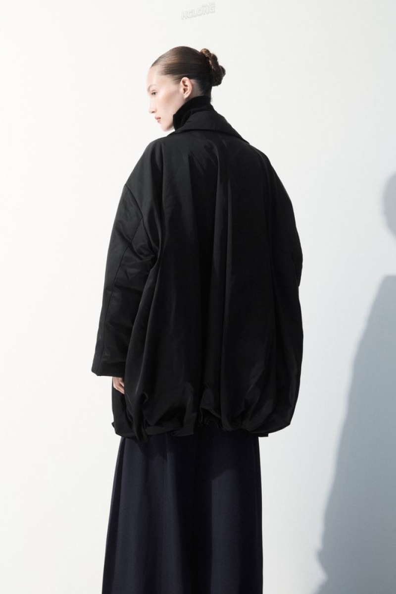 COS The Recycled-Down Rembourré Coat Noir | 781025-MAQ