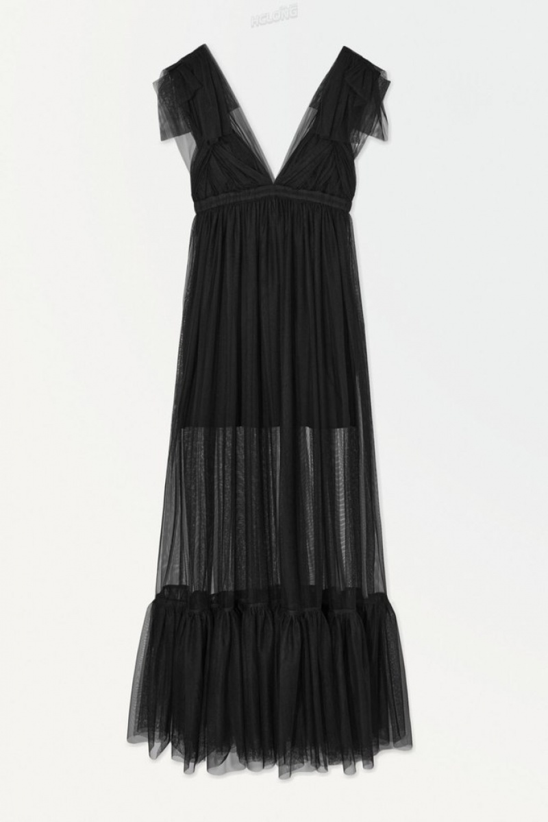 COS The Sheer Tulle Robe Noir | 654982-HDG