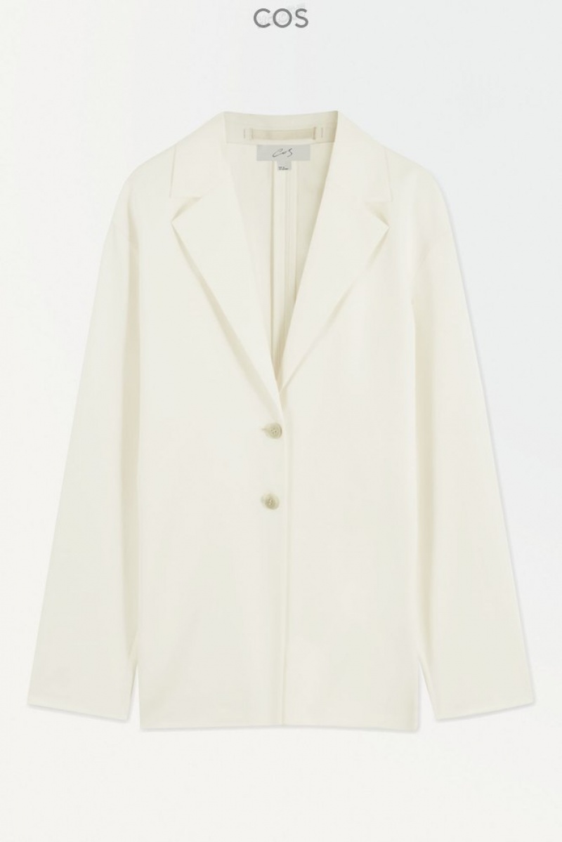 COS The Waisted Silk Blazer Ivory | 071689-MJX