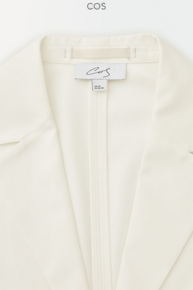 COS The Waisted Silk Blazer Ivory | 071689-MJX