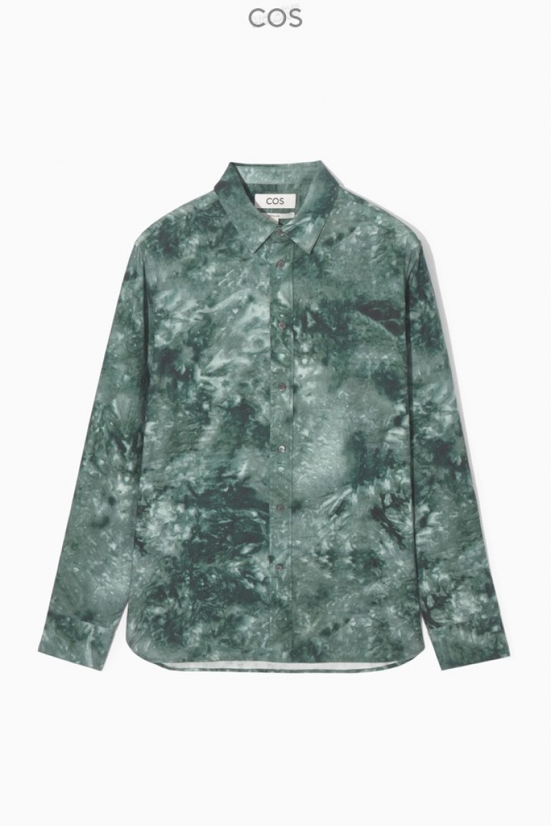 COS Tie-Dye Print Fluid Shirt Vert Grise | 524163-UDV