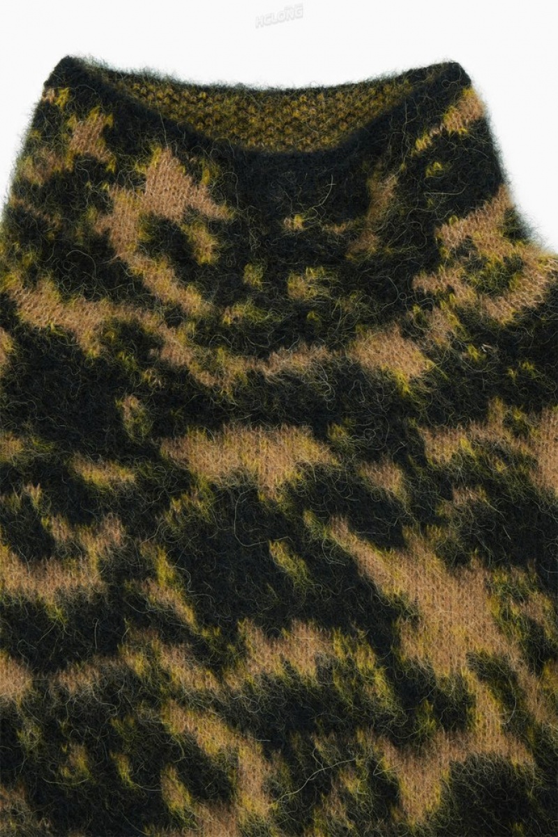 COS Tortoiseshell-Jacquard Alpaca-Blend Jumper Beige Noir | 718462-PWV