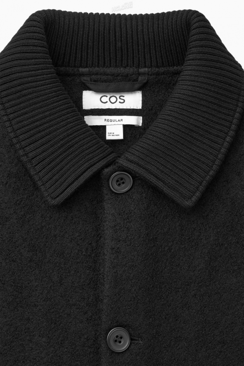 COS Tricoté-Collar Workwear Jacket Noir | 364217-EMW