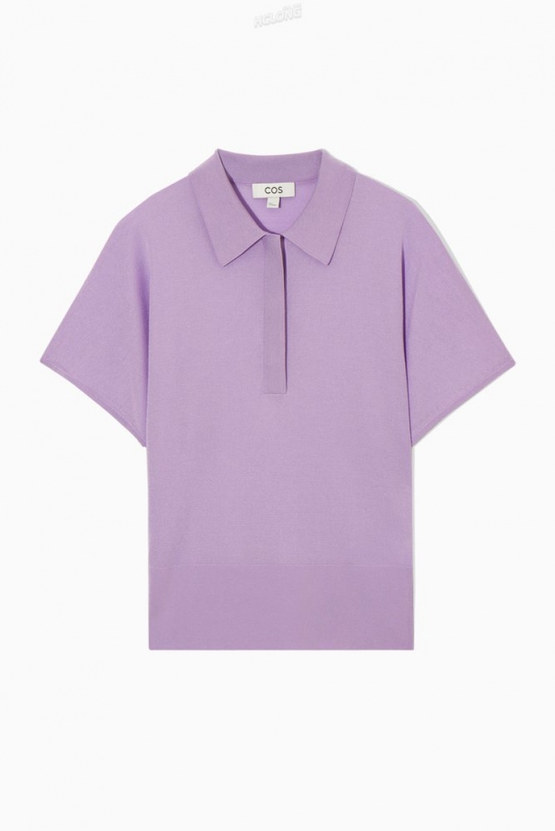 COS Tricoté Polo Shirt Lilac | 018624-TQJ