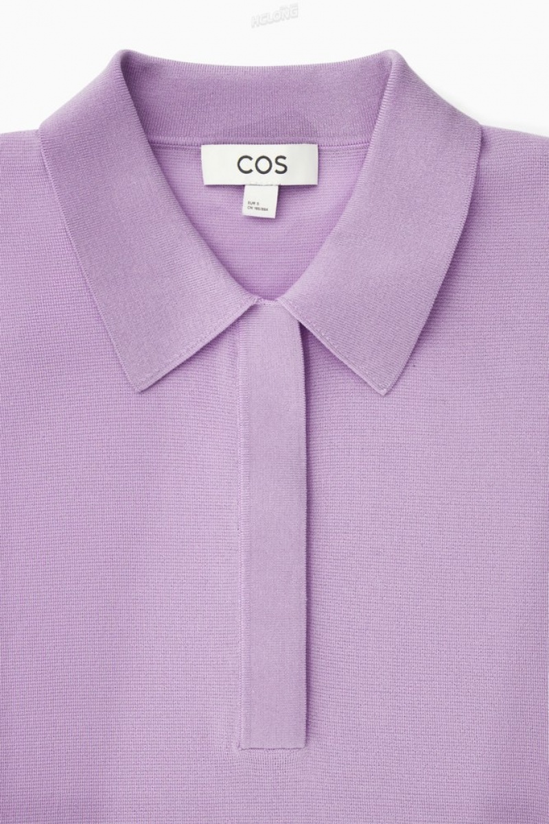 COS Tricoté Polo Shirt Lilac | 018624-TQJ