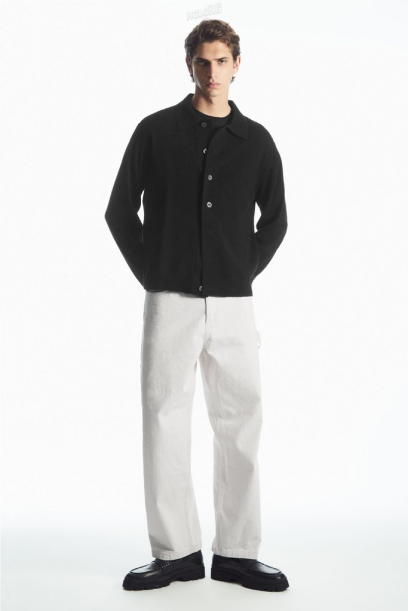 COS Tricoté Textured Overshirt Noir | 196745-IBQ