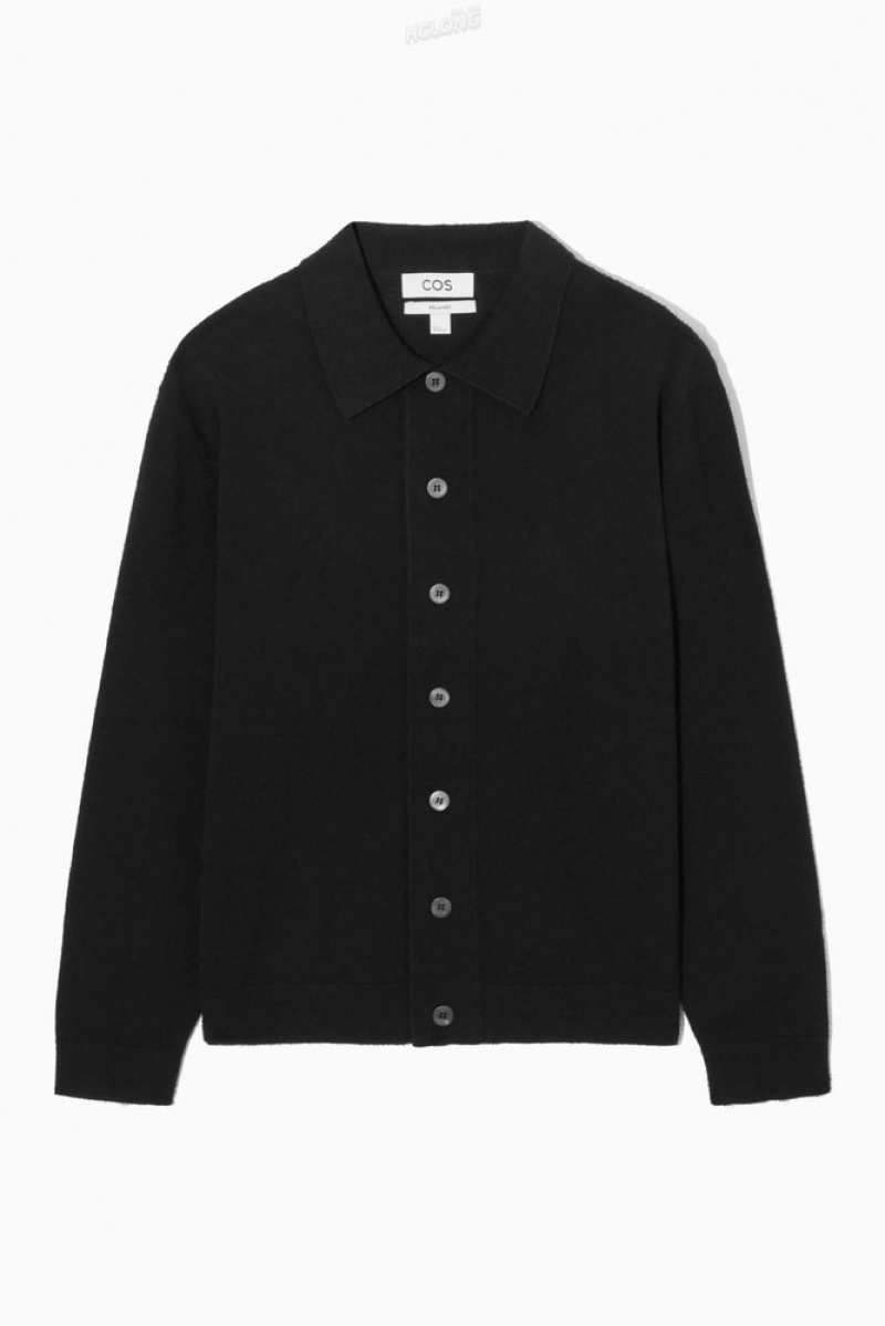 COS Tricoté Textured Overshirt Noir | 196745-IBQ