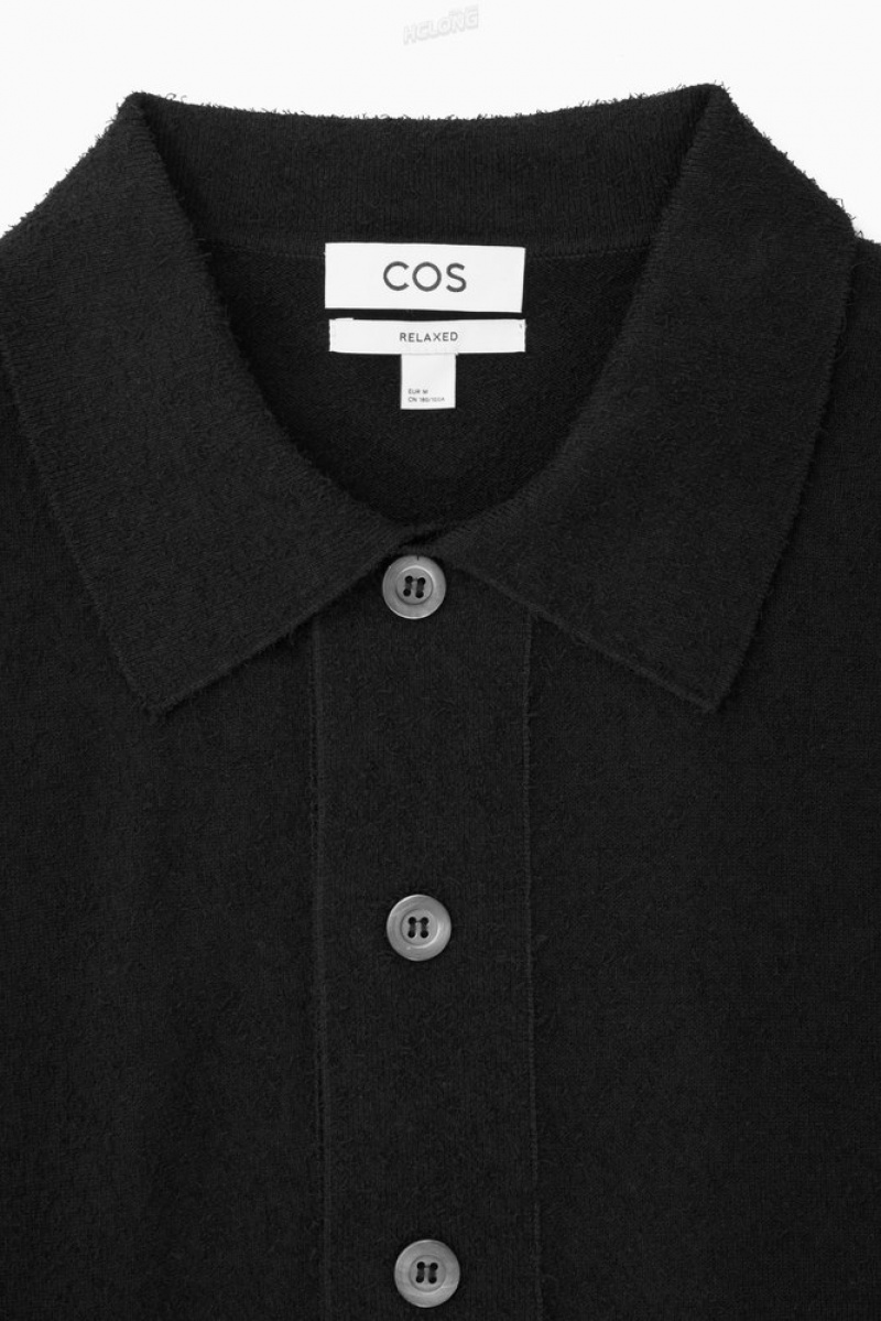 COS Tricoté Textured Overshirt Noir | 196745-IBQ