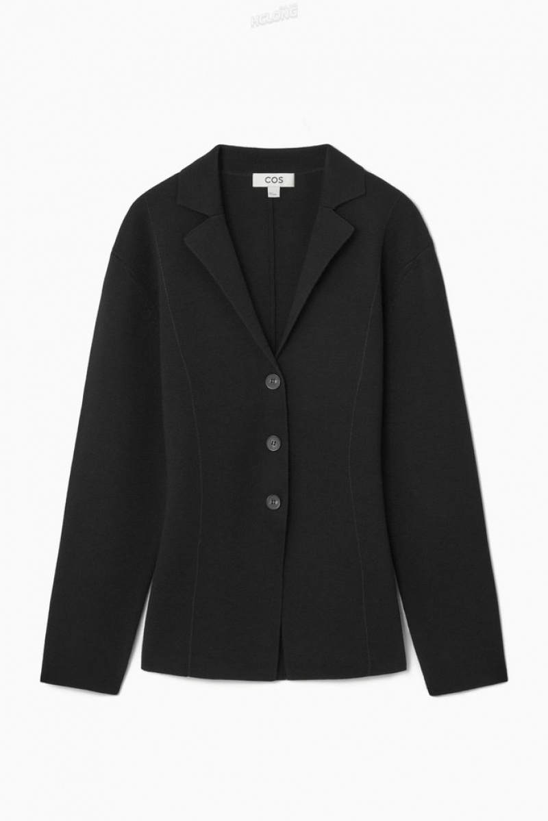 COS Tricoté Waisted Blazer Noir | 284096-MAC