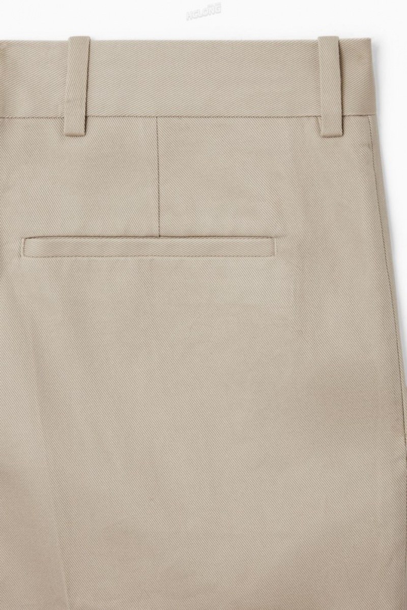 COS Turn-Up Tapered Twill Trousers Bleu Marine | 192605-XKM