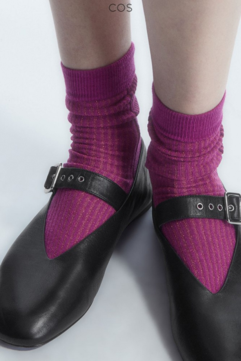 COS Two-Tone Sparkly Nervuré Socks Rose | 370842-MLG