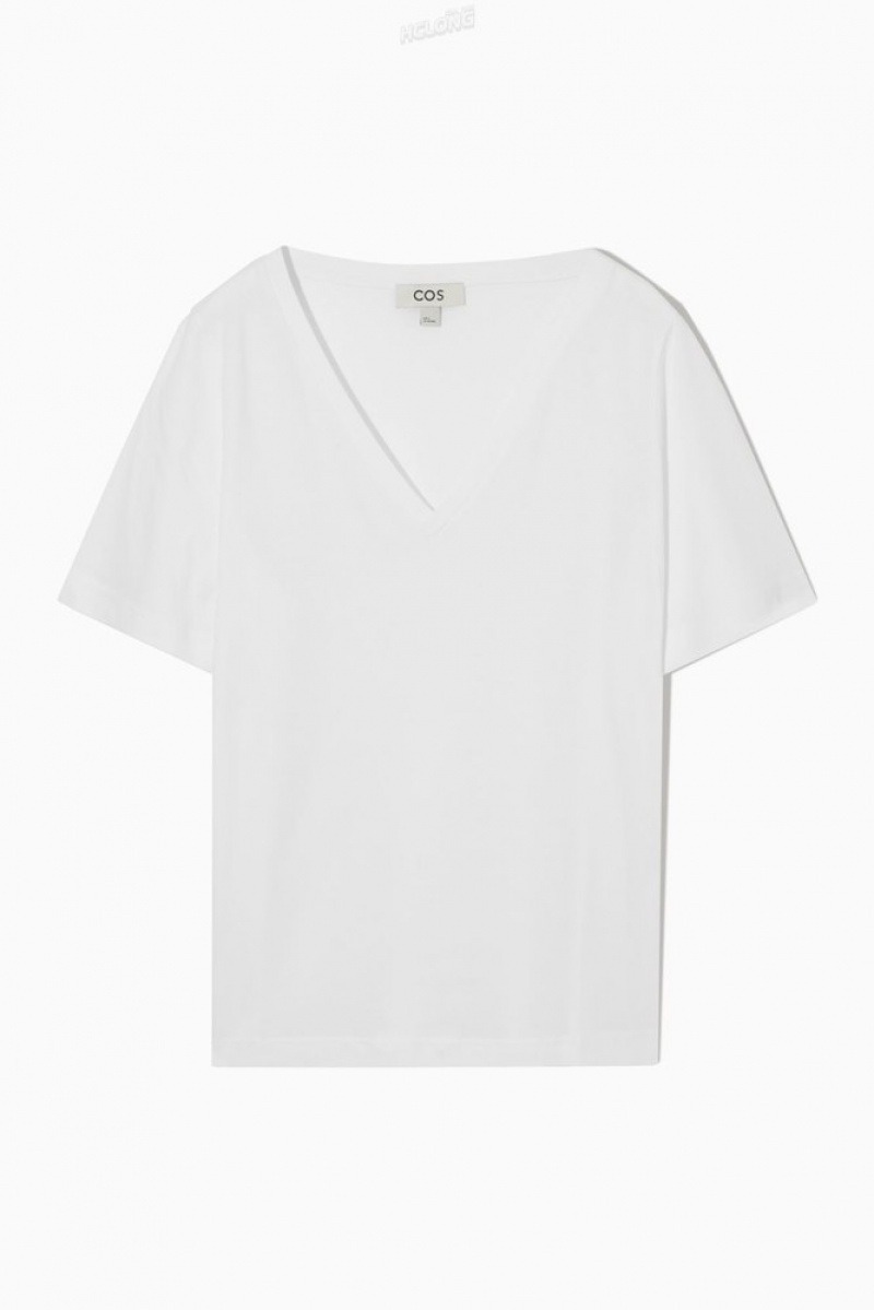 COS V-Neck T-Shirt Noir | 628190-TZB