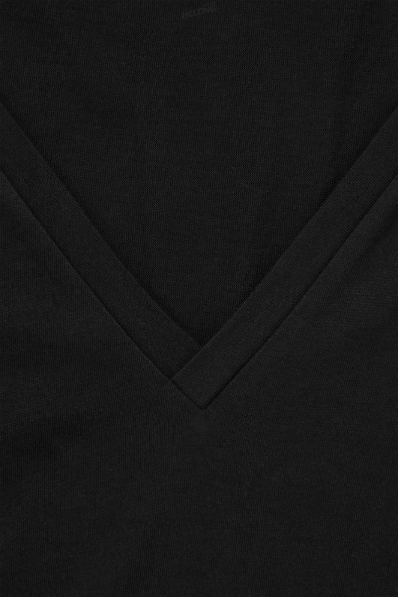 COS V-Neck T-Shirt Noir | 691504-MSW