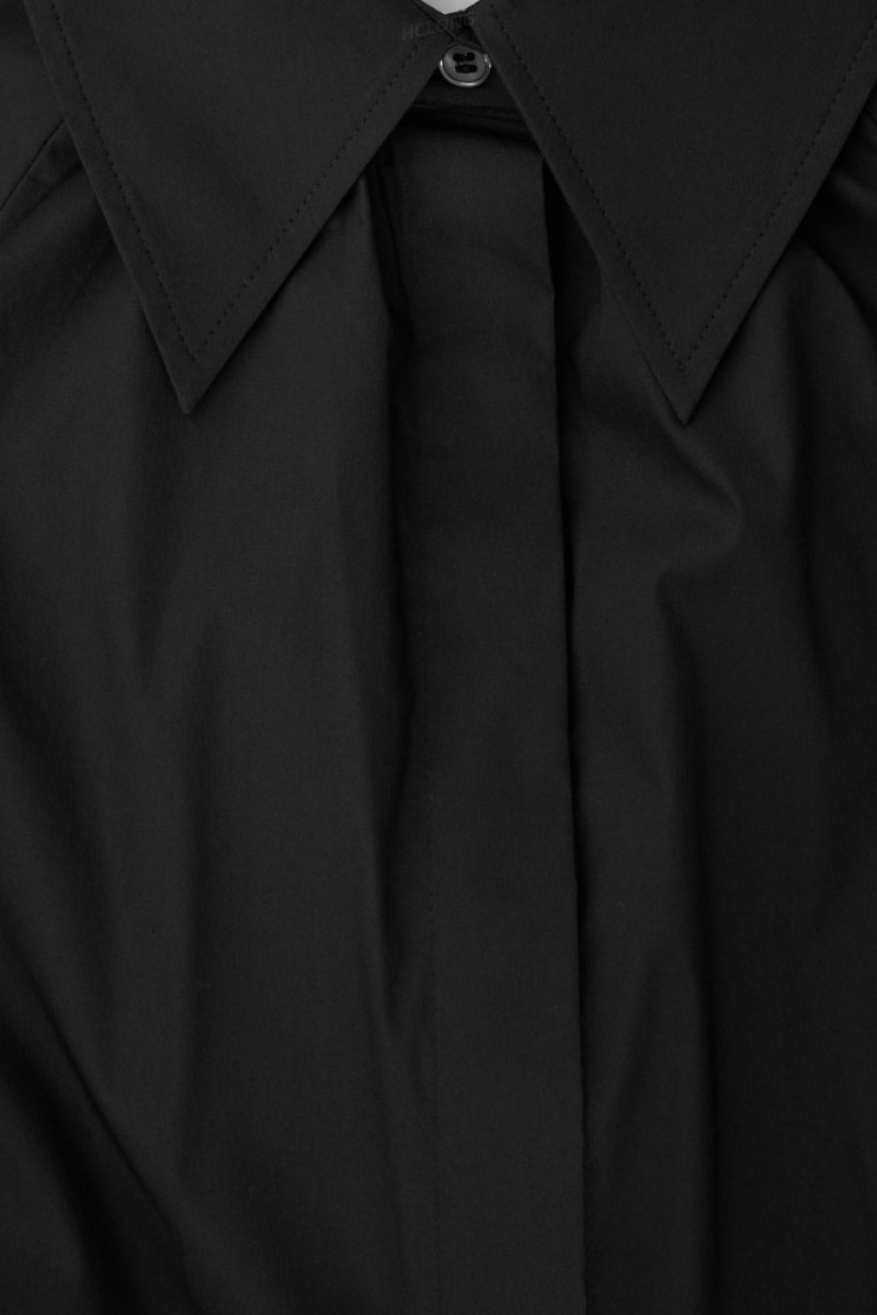 COS Voluminous Belted Midi Shirt Robe Noir | 942806-SQB