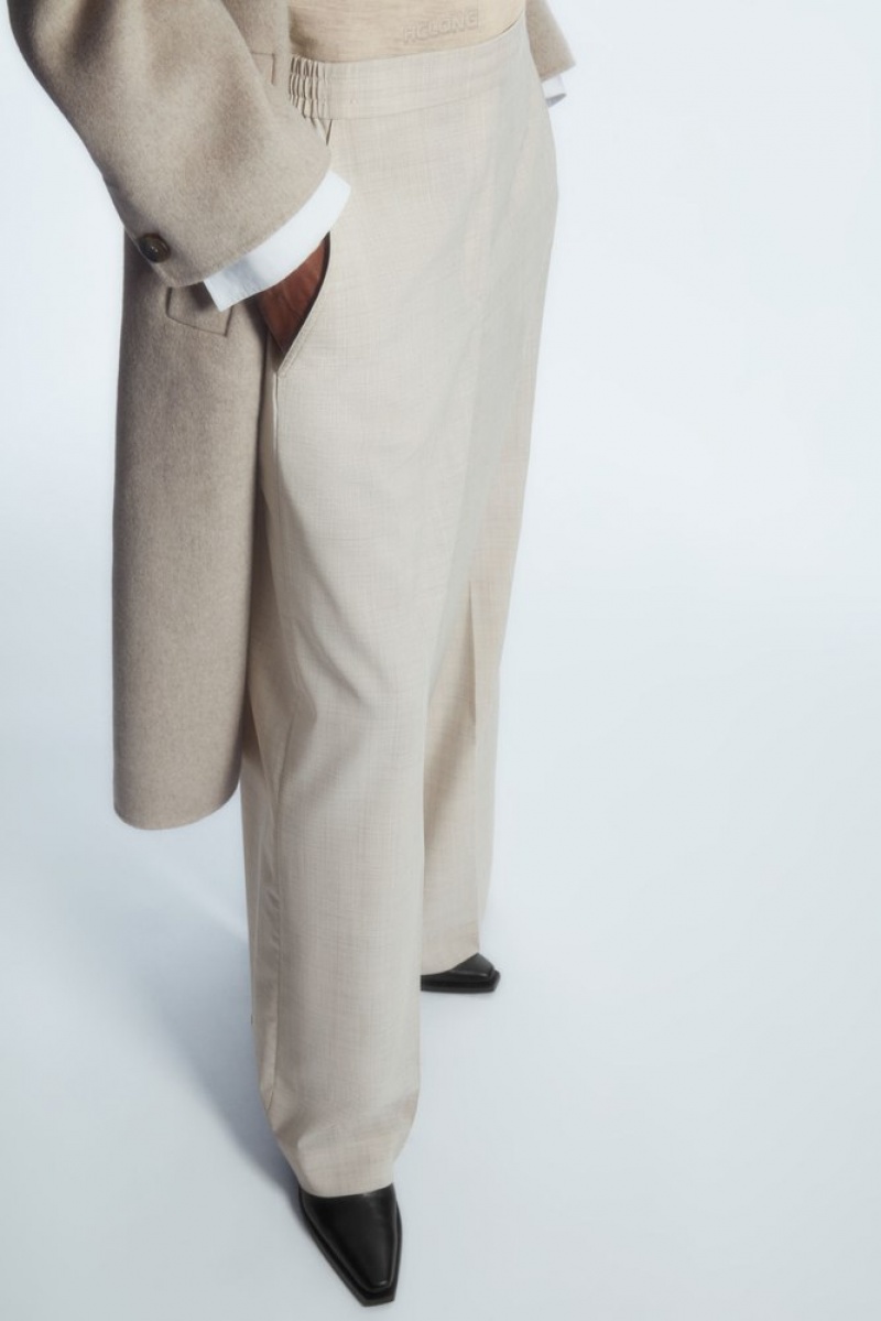 COS Voluminous Larges-Leg Laine Pants Beige Clair | 706518-CDJ