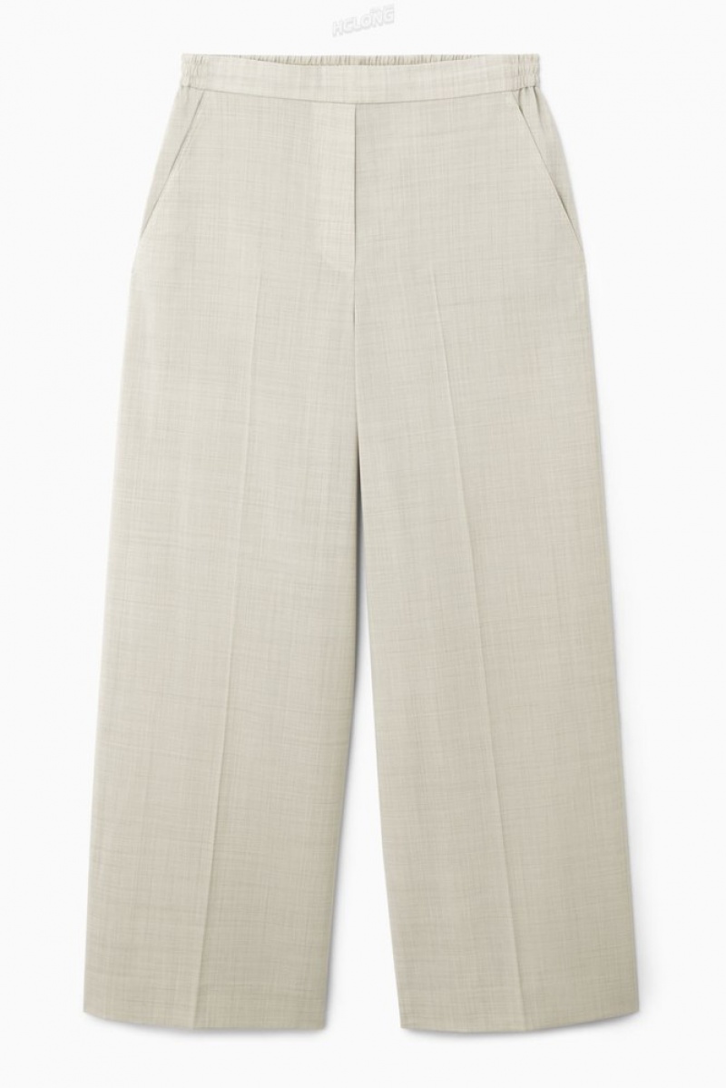 COS Voluminous Larges-Leg Laine Pants Beige Clair | 706518-CDJ