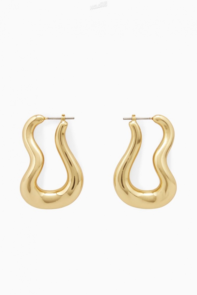 COS Wavy Hoop Earrings Doré | 041365-EBP