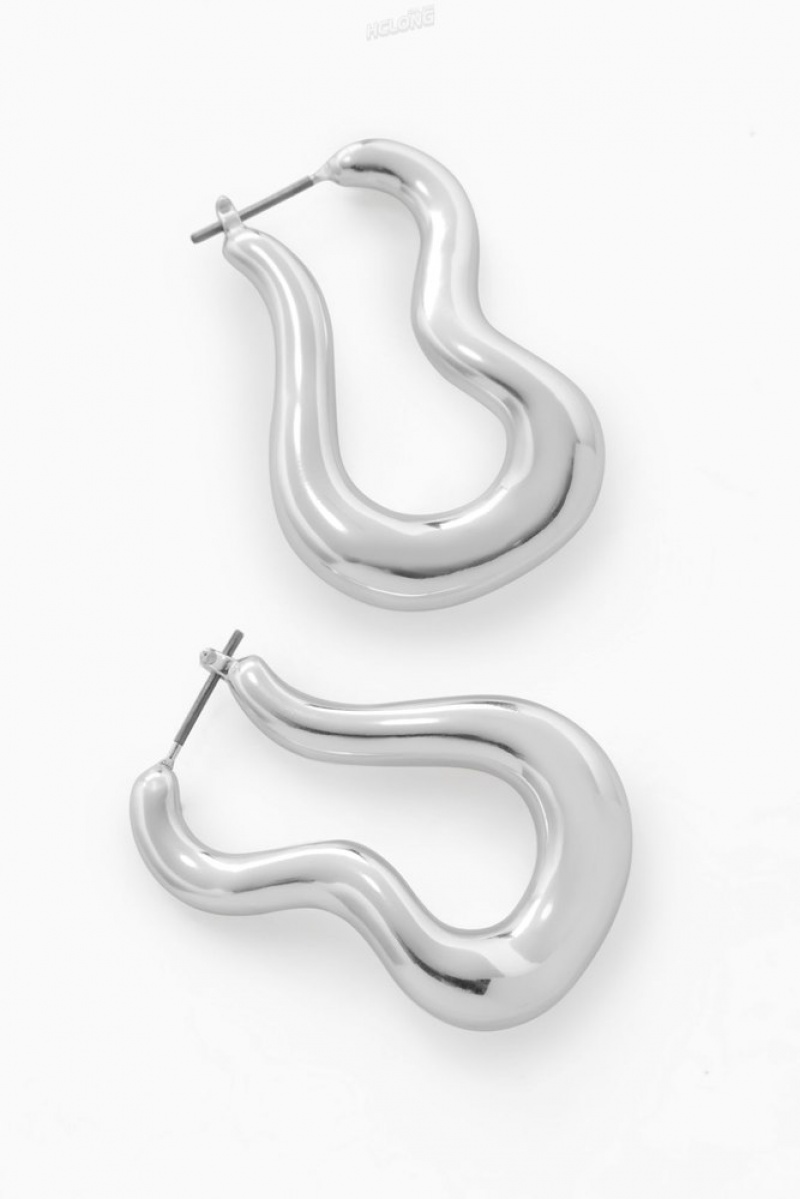 COS Wavy Hoop Earrings Doré | 916345-HGL