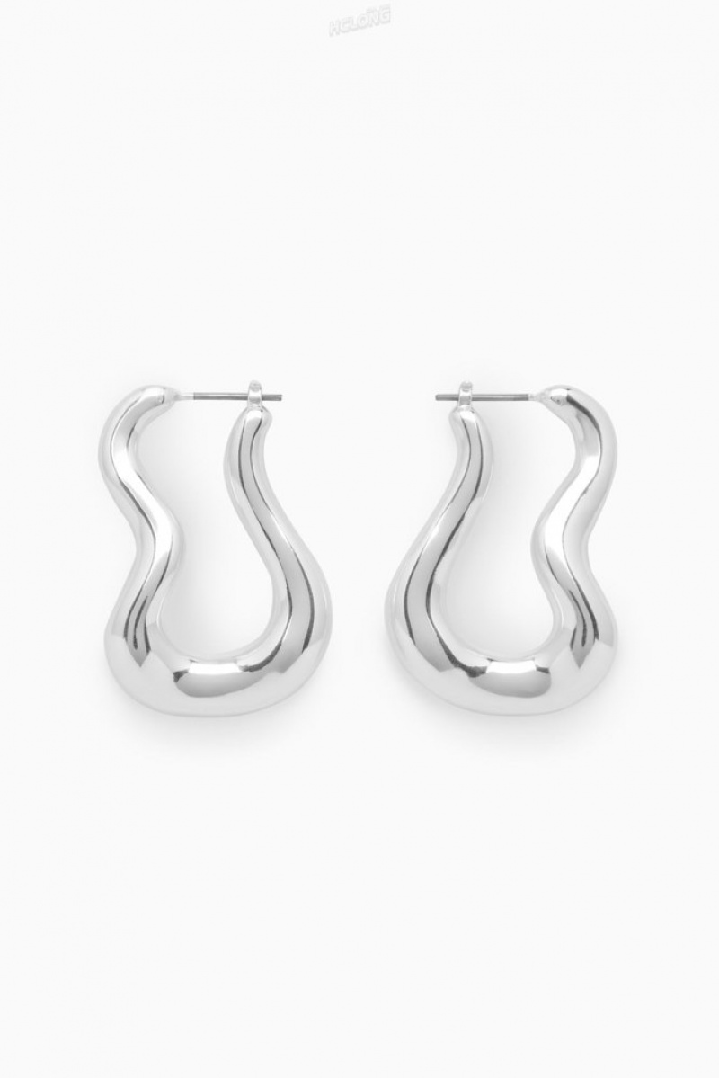 COS Wavy Hoop Earrings Doré | 916345-HGL