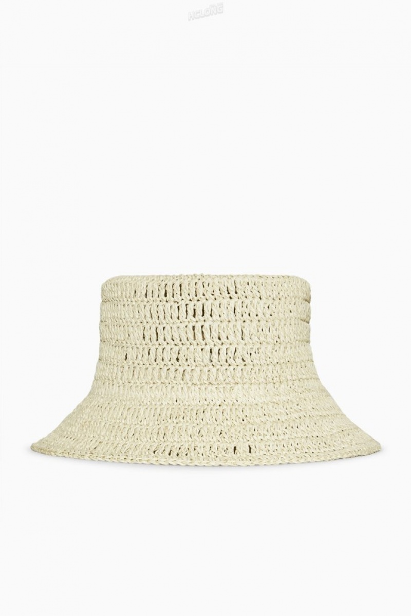 COS Woven Straw Bucket Hat Beige | 578103-DSW