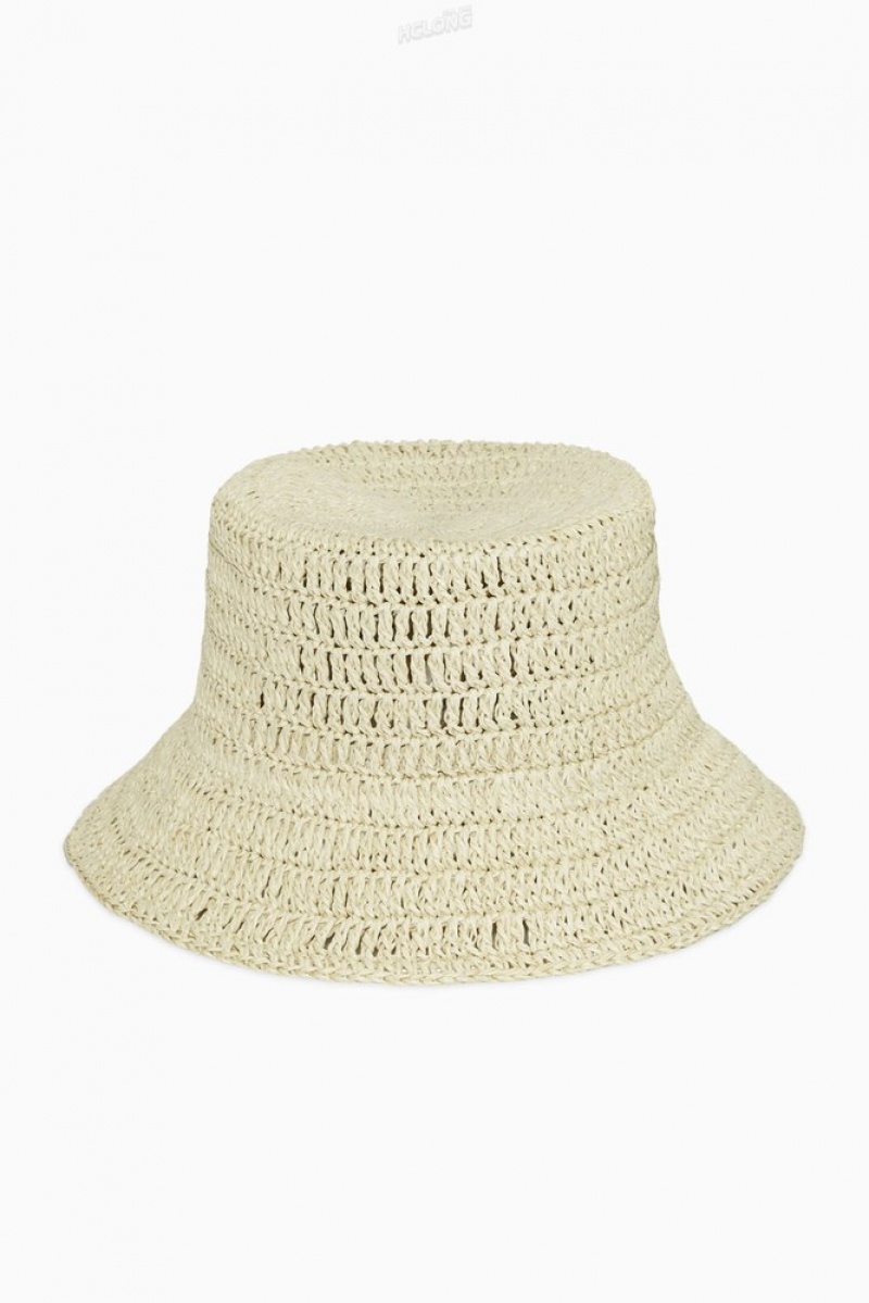 COS Woven Straw Bucket Hat Beige | 578103-DSW