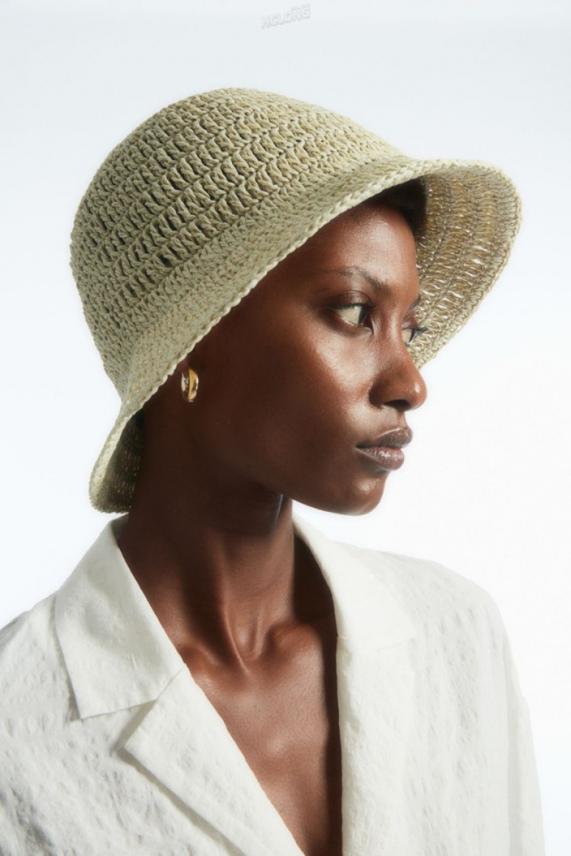 COS Woven Straw Bucket Hat Beige | 578103-DSW