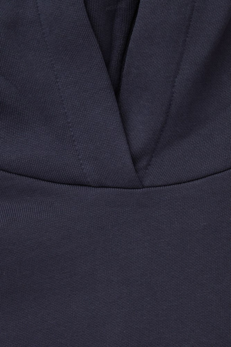 COS Wrap-Effect Jersey Hoodie Bleu Marine | 531946-UGF